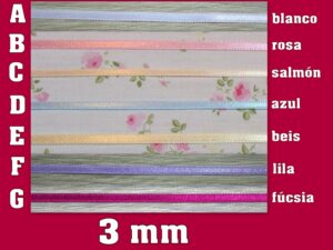 CINTAS DE RASO de 3 mm y 4 mm varios colores