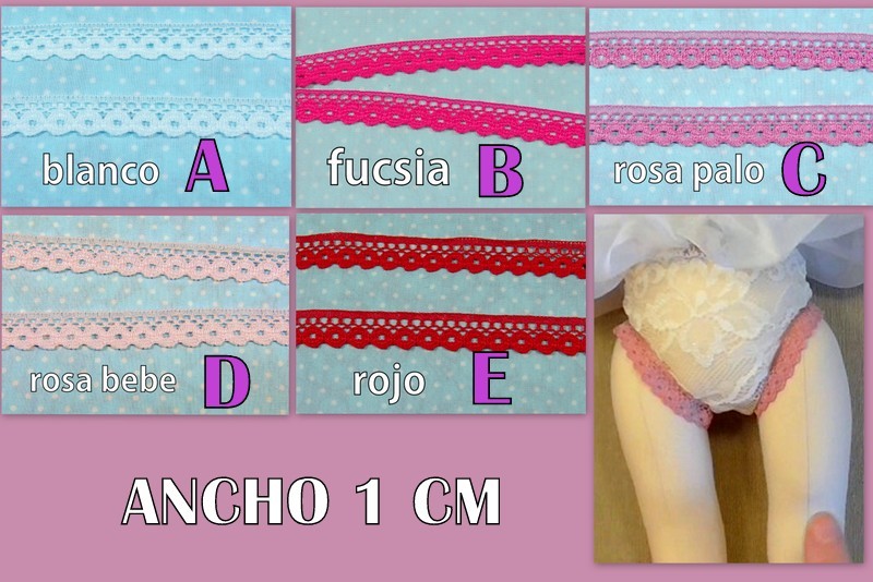 ENCAJE 1 CM VARIOS COLORES