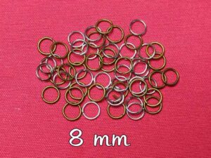 50 ANILLAS DE ALUMINIO 8mm ( plata y oro viejo )
