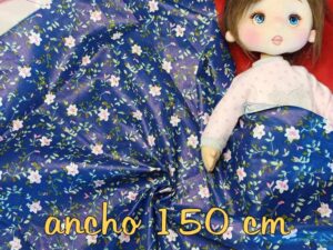 ALGODÓN imitación plastificado azul flores ( al corte )