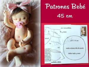 PATRONES BEBÉ OLIVIA 45 CM ( tutorial en canal manualilolis )