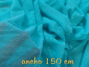 TUL LICRADO azul-plata MUCHA CAÍDA