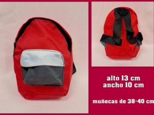 MOCHILAS DE TELA con cremallera color ROJO muñecas de 38-40cm