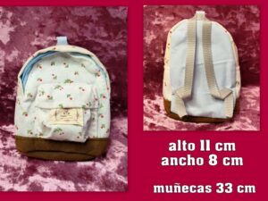 MOCHILAS DE TELA con cremallera color BLANCO muñecas de 33 cm