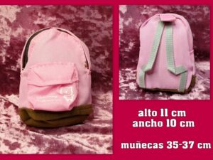 MOCHILAS DE TELA con cremallera color ROSA muñecas de 35-37 cm
