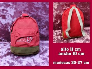MOCHILAS DE TELA con cremallera color ROJO muñecas de 35-37 cm