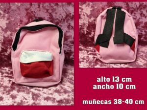 MOCHILAS DE TELA con cremallera color ROSA muñecas de 38-40 cm