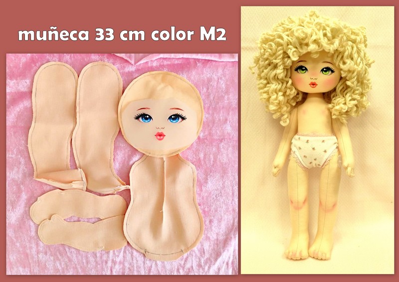 1 CUERPO COSIDO algodón M2 + pegatina a elegir ( muñecas 33 cm )