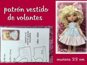 PATRÓN VESTIDO VOLANTES muñecas 33 cm