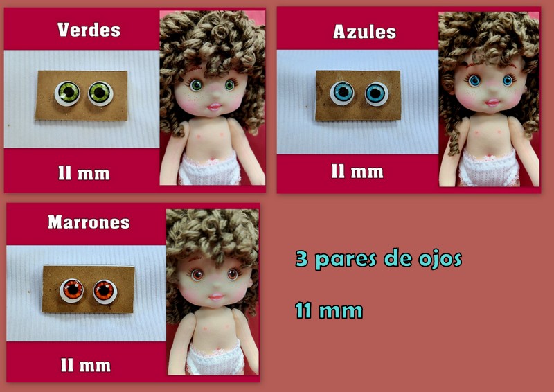 3 PARES DE OJOS de 11 mm
