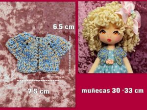 CHAQUETA DE PUNTO azul ( muñecas 30-33 cm )