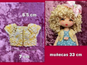 CHAQUETA DE PUNTO azul ( muñecas 33 cm )