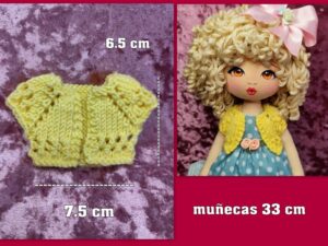 CHAQUETA DE PUNTO amarillo ( muñecas 33 cm )