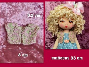 CHAQUETA DE PUNTO rosa-verde ( muñecas 33 cm )