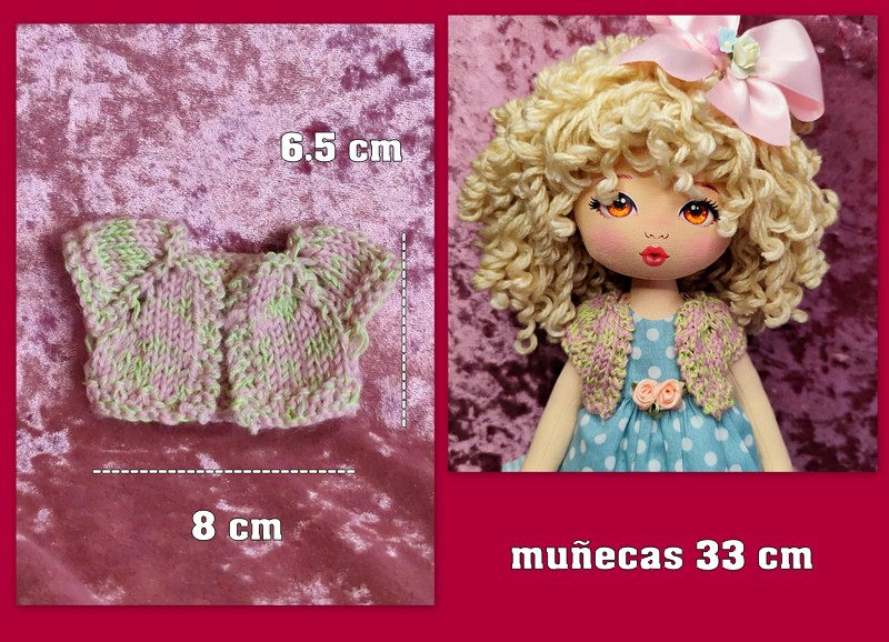 CHAQUETA DE PUNTO rosa-verde ( muñecas 33 cm )