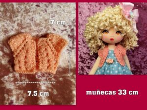 CHAQUETA DE PUNTO coral ( muñecas 33 cm )