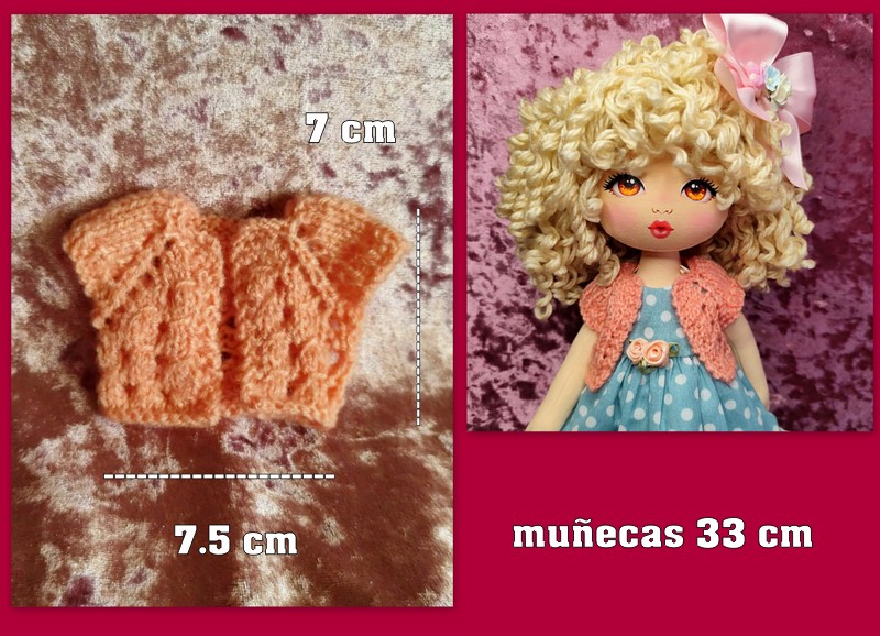 CHAQUETA DE PUNTO coral ( muñecas 33 cm )