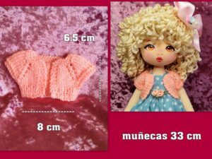 CHAQUETA DE PUNTO salmón ( muñecas 33 cm )