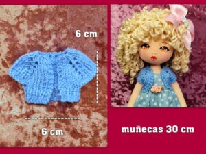 CHAQUETA DE PUNTO azul ( muñecas 30-33 cm )