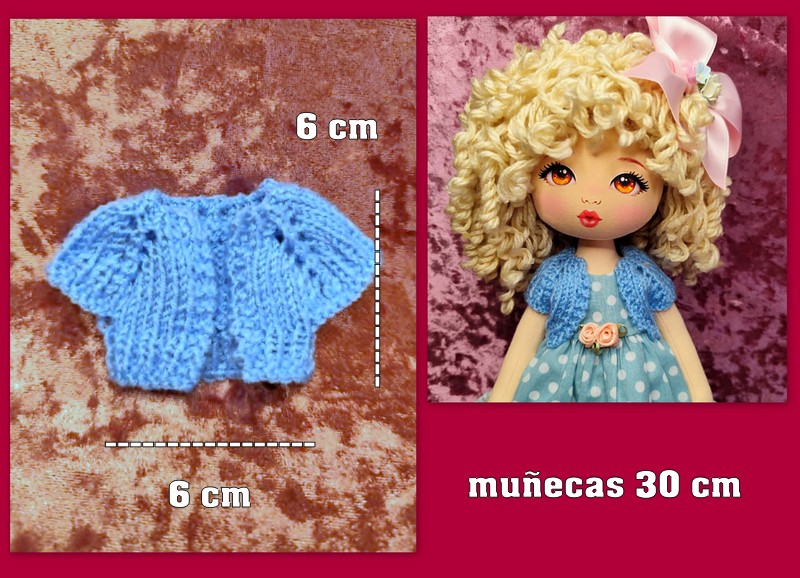 CHAQUETA DE PUNTO azul ( muñecas 30-33 cm )