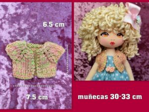 CHAQUETA DE PUNTO coral-verde ( muñecas 30-33 cm )