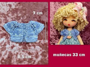 CHAQUETA DE PUNTO azul-blanca ( muñecas 33 cm )