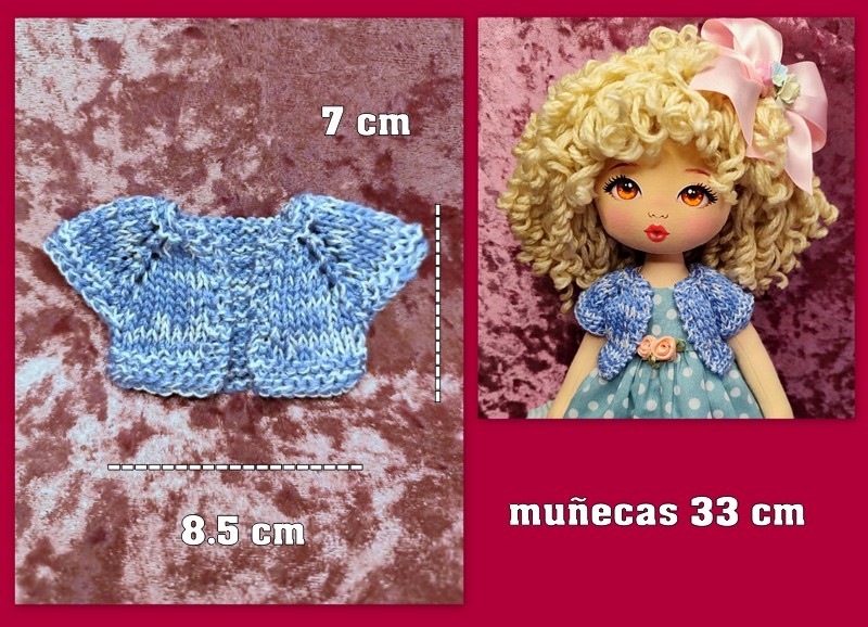 CHAQUETA DE PUNTO azul-blanca ( muñecas 33 cm )