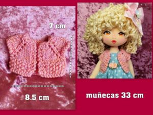 CHAQUETA DE PUNTO rosa ( muñecas 33 cm )