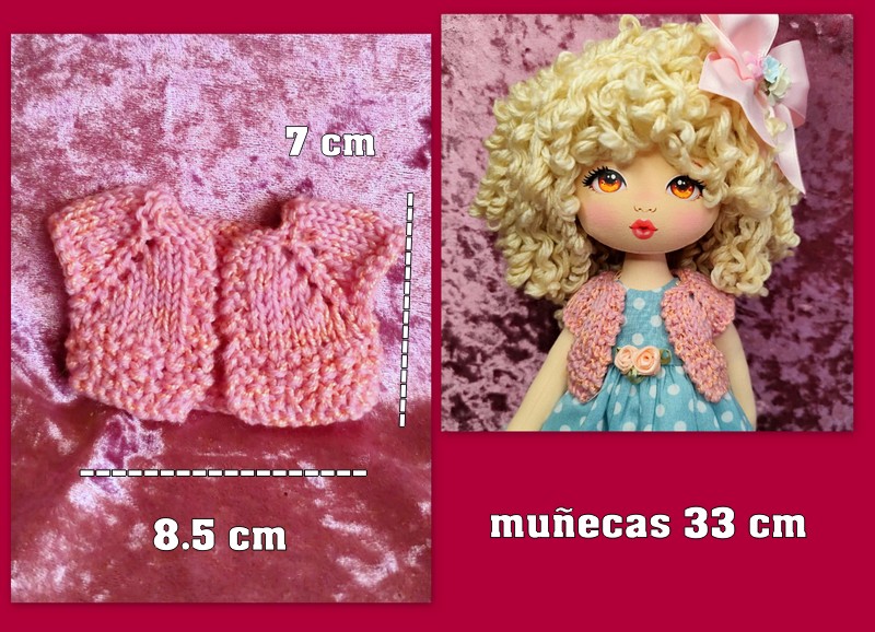 CHAQUETA DE PUNTO rosa ( muñecas 33 cm )