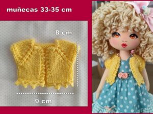 CHAQUETA DE PUNTO amarilla ( muñecas 33-35 cm )