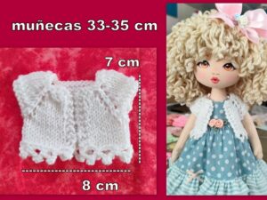 CHAQUETA DE PUNTO blanca ( muñecas 33-35 cm )