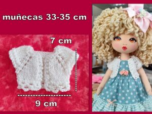 CHAQUETA DE PUNTO blanca ( muñecas 33-35 cm )