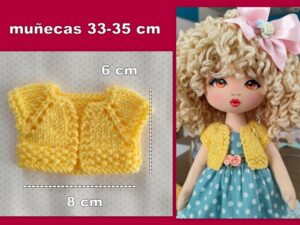 CHAQUETA DE PUNTO amarilla ( muñecas 33-35 cm )