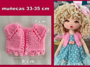 CHAQUETA DE PUNTO rosa ( muñecas 33-35 cm )