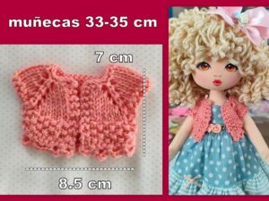 CHAQUETA DE PUNTO coral ( muñecas 33-35 cm )