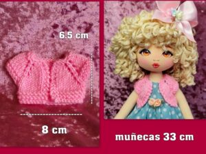 CHAQUETA DE PUNTO rosa ( muñecas 33 cm )