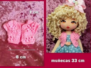 CHAQUETA DE PUNTO rosa ( muñecas 33 cm )