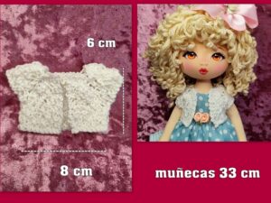 CHAQUETA DE PUNTO blanca ( muñecas 33 cm )