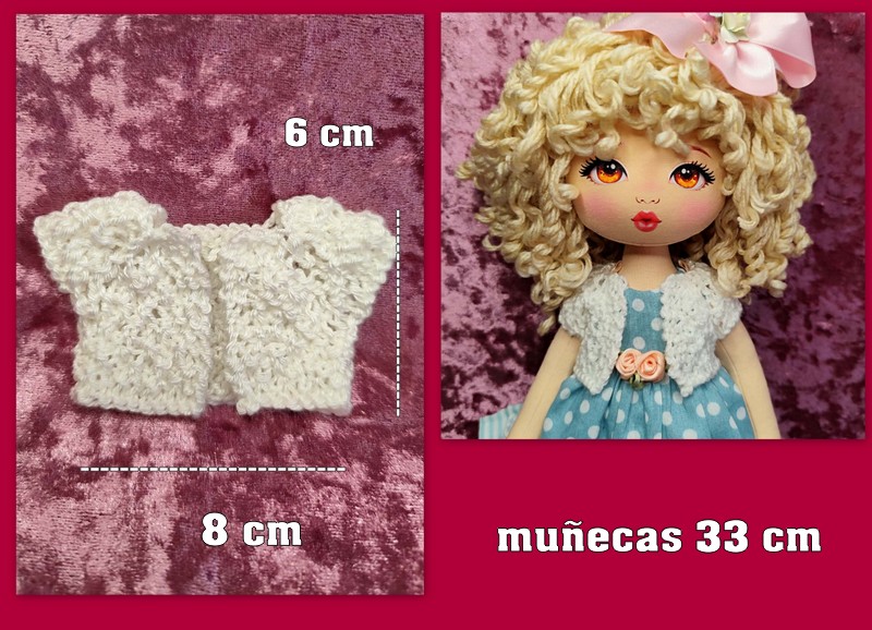 CHAQUETA DE PUNTO blanca ( muñecas 33 cm )