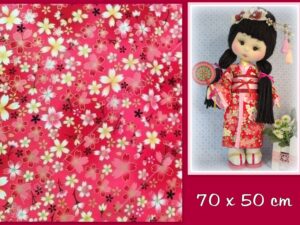RETAL TELA DE GEISHA flores rojas