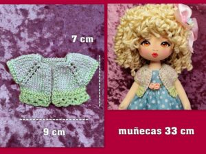 CHAQUETA DE PUNTO verde ( muñecas 33 cm )