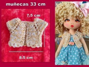 CHAQUETA DE PUNTO blanca-beis ( muñecas 33 cm )