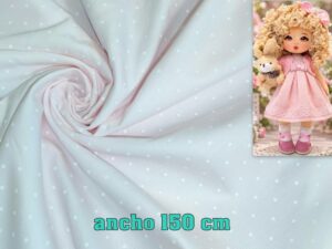 TELA PIQUÉ rosa bebé topos