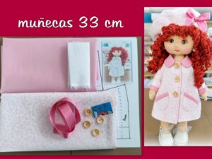 KIT ABRIGO + BOINA rosa( muñecas 30-33 cm )