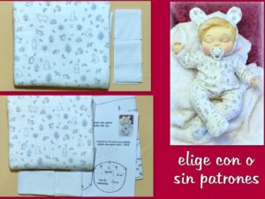 CORALINA azul + PUÑOS + PATRONES opcional ( pijama bebé )